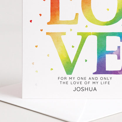 Personalised Rainbow Card - Colourful Love Card With Custom Name & Premium Matte Finish