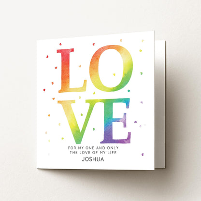 Personalised Rainbow Card - Colourful Love Card With Custom Name & Premium Matte Finish
