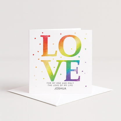 Personalised Rainbow Card - Colourful Love Card With Custom Name & Premium Matte Finish