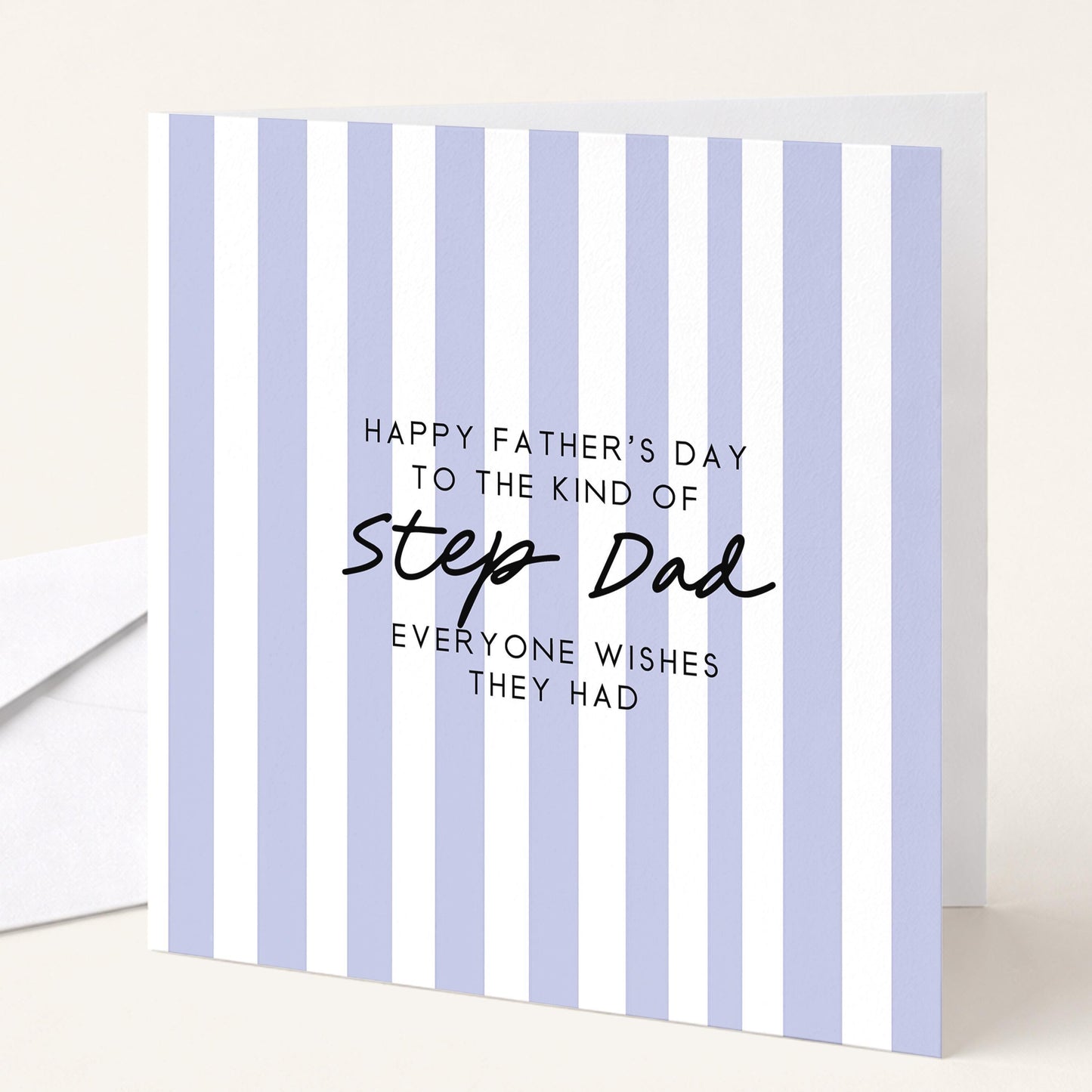 Personalised Step Dad Card - Modern Fathers Day Card With Stripe Design