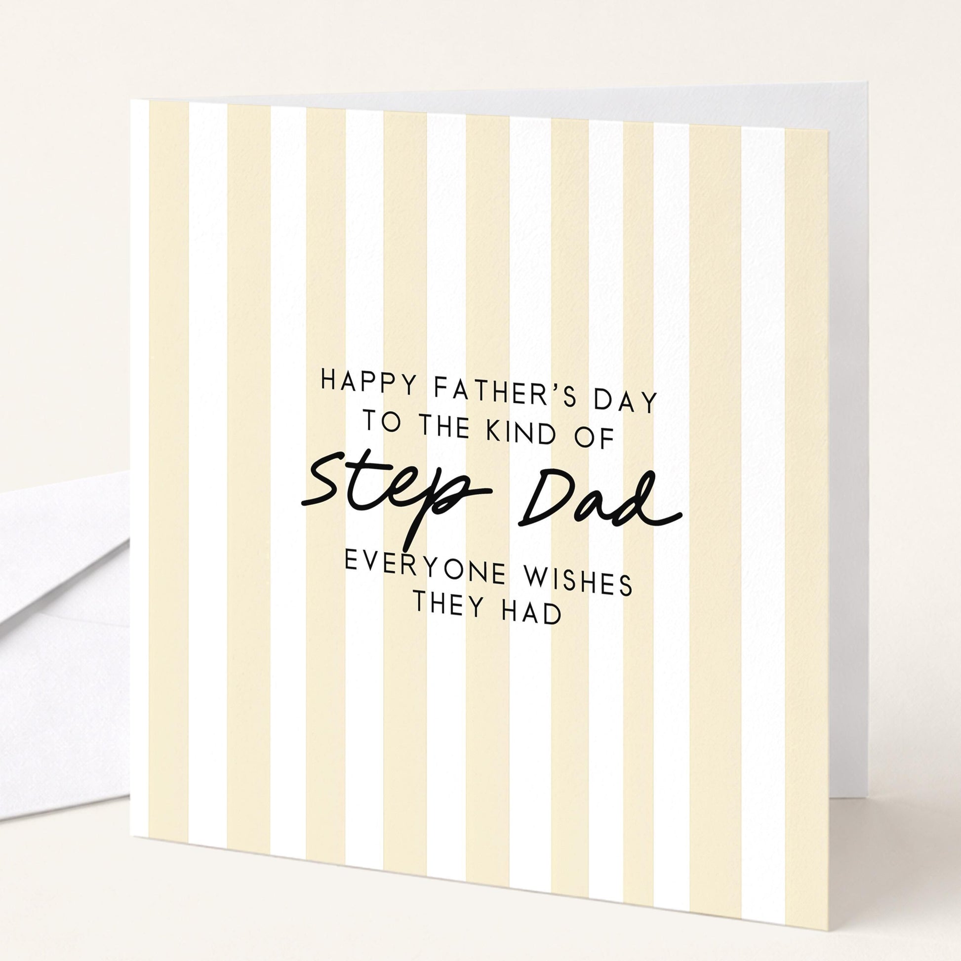 Personalised Step Dad Card - Modern Fathers Day Card With Stripe Design