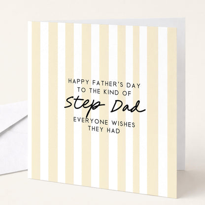 Personalised Step Dad Card - Modern Fathers Day Card With Stripe Design