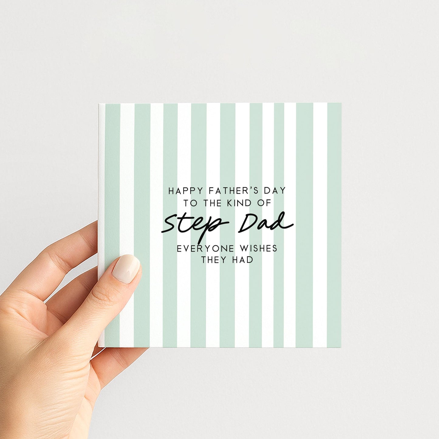 Personalised Step Dad Card - Modern Fathers Day Card With Stripe Design