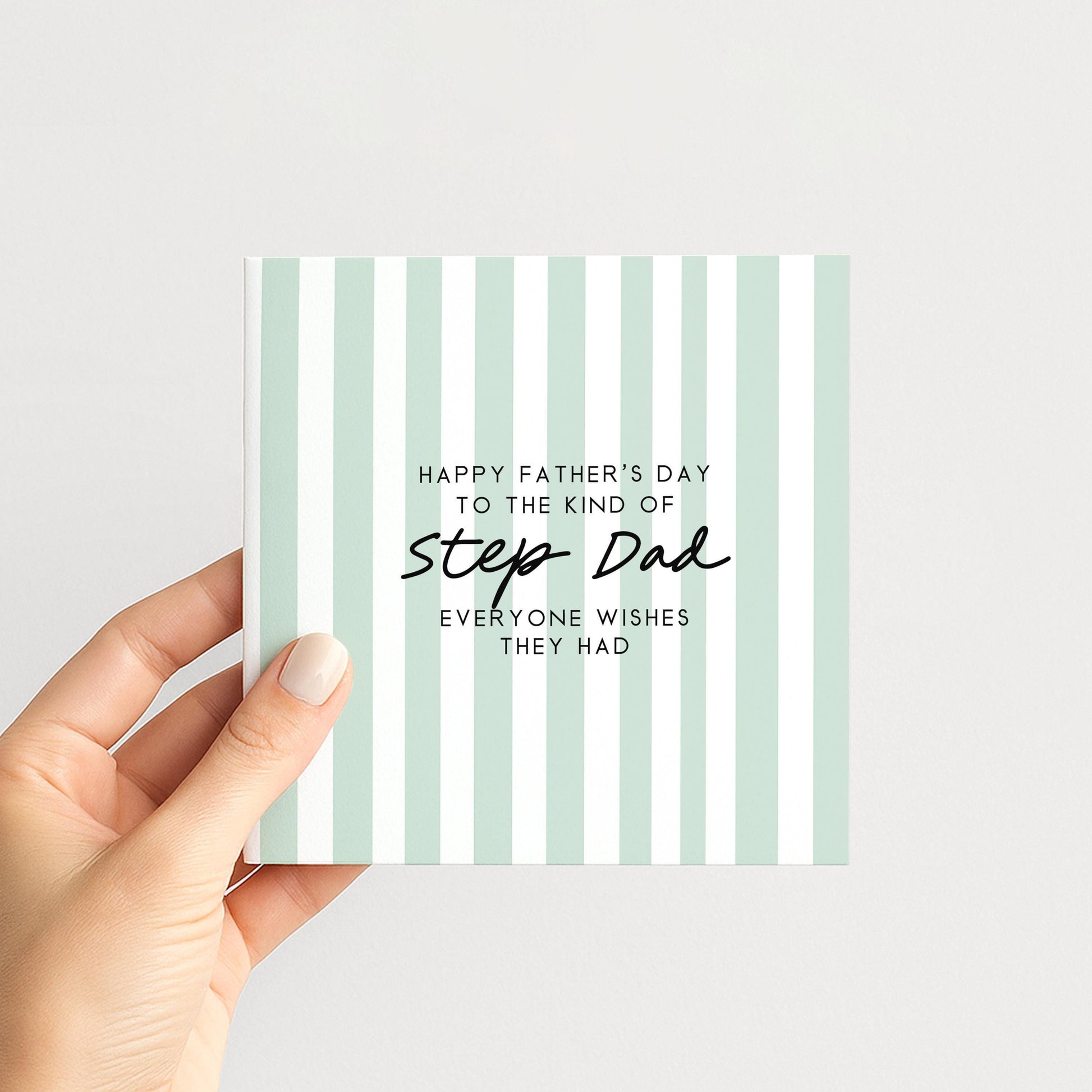 Personalised Step Dad Card - Modern Fathers Day Card With Stripe Design