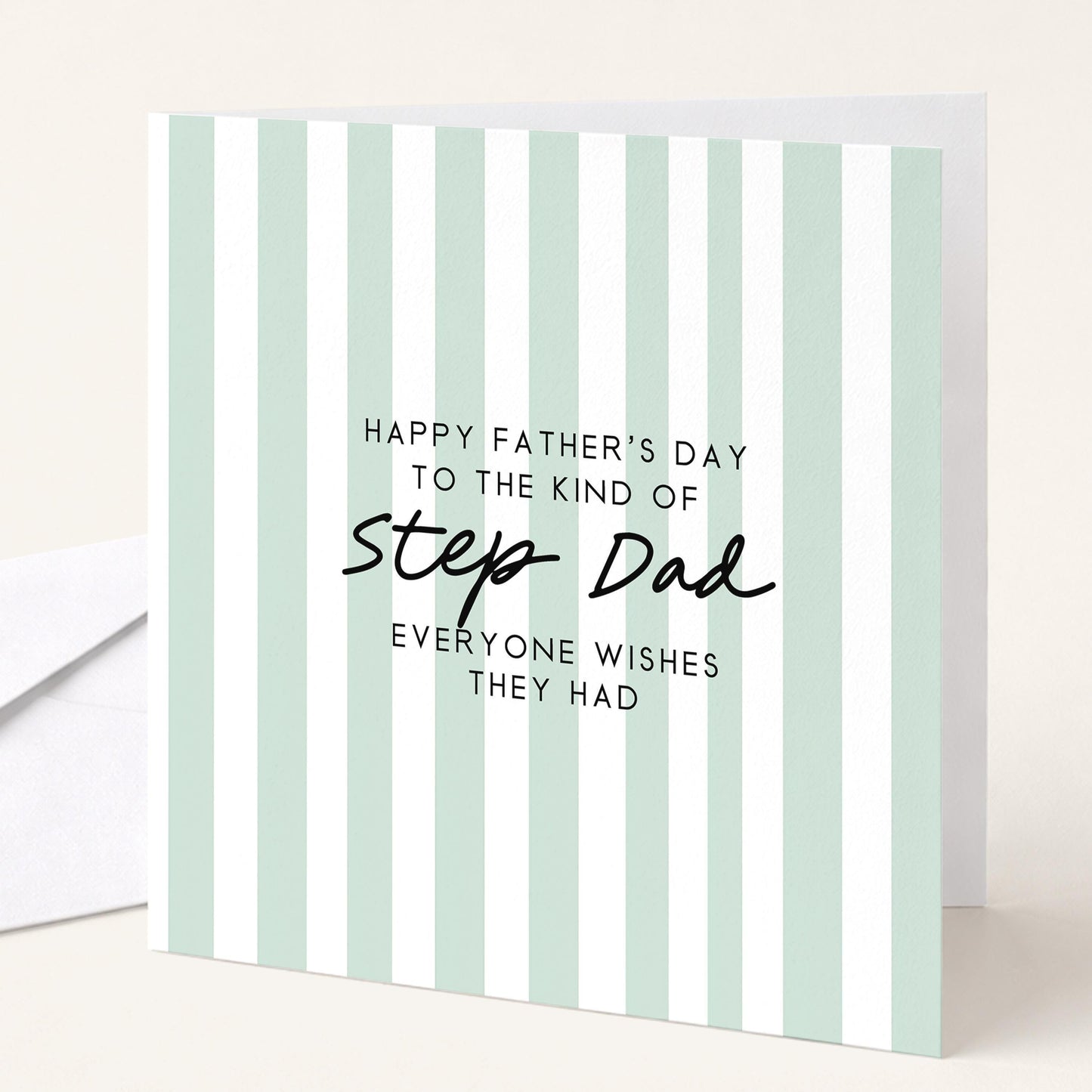 Personalised Step Dad Card - Modern Fathers Day Card With Stripe Design