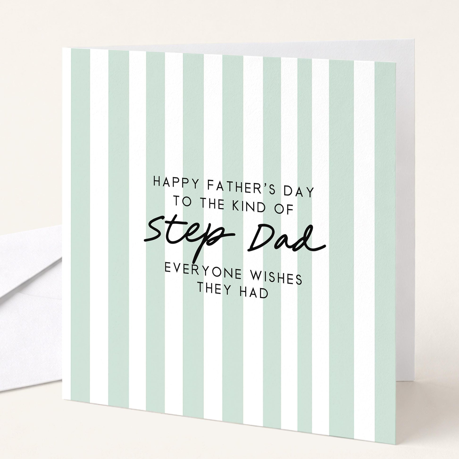 Personalised Step Dad Card - Modern Fathers Day Card With Stripe Design