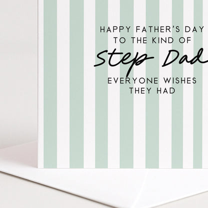Personalised Step Dad Card - Modern Fathers Day Card With Stripe Design