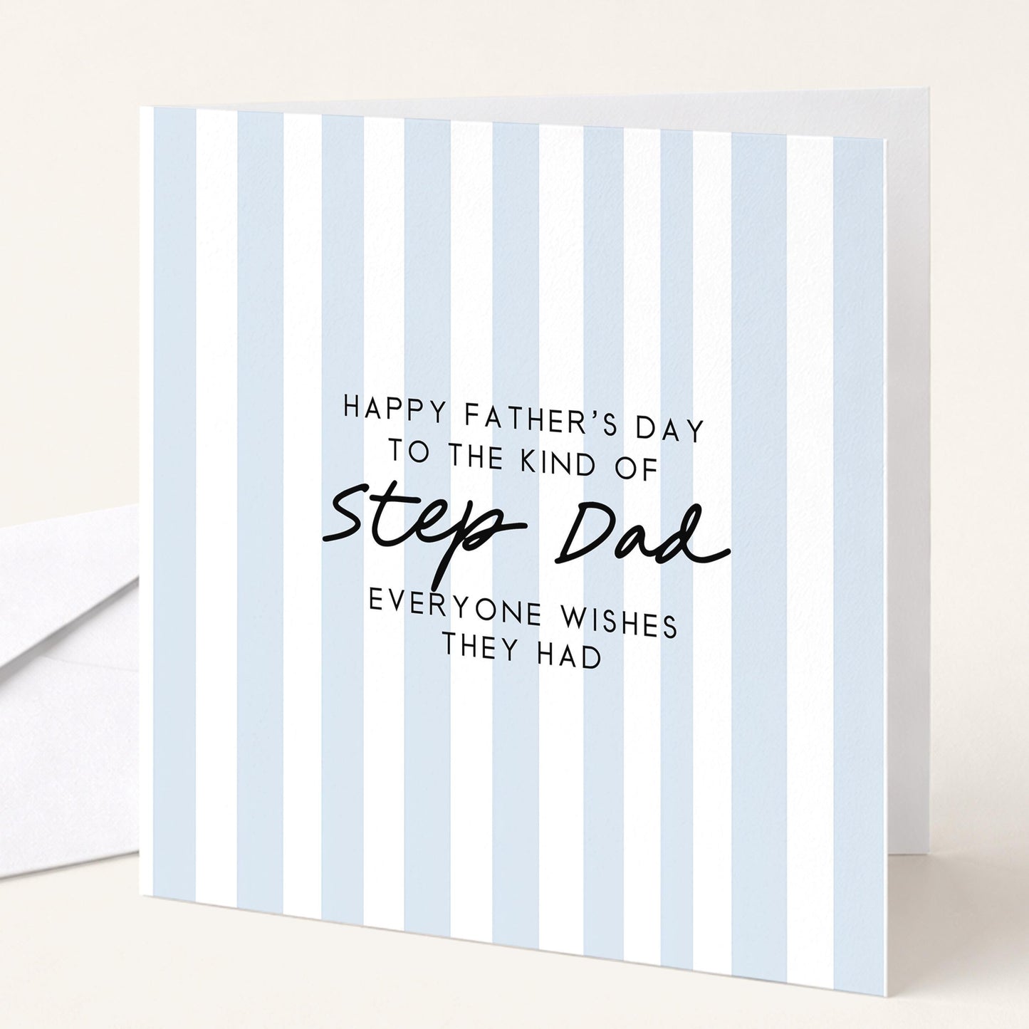 Personalised Step Dad Card - Modern Fathers Day Card With Stripe Design