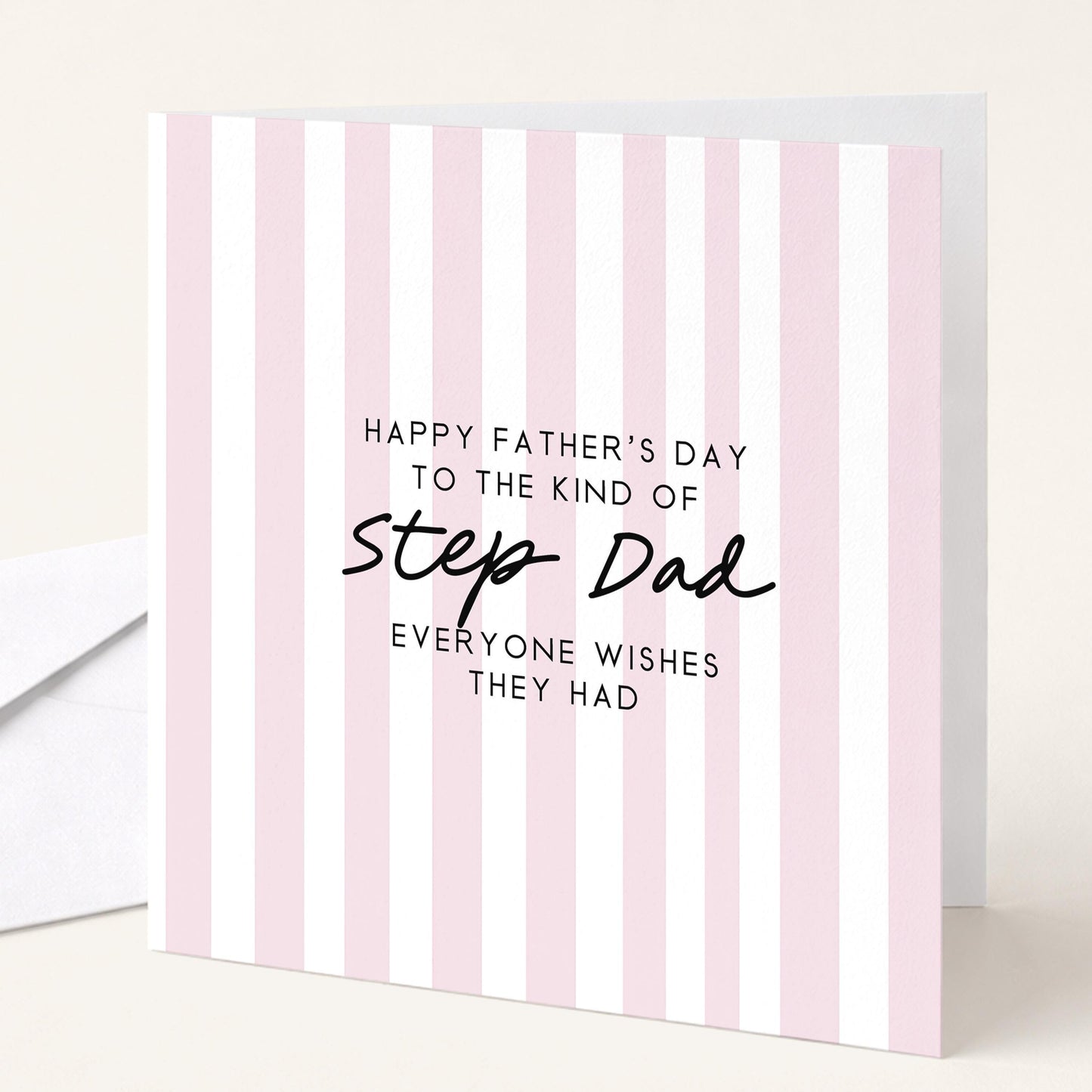 Personalised Step Dad Card - Modern Fathers Day Card With Stripe Design