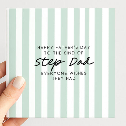 Personalised Step Dad Card - Modern Fathers Day Card With Stripe Design