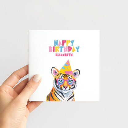 Personalised Tiger Card – Colourful Kids Birthday Card With Matte Finish