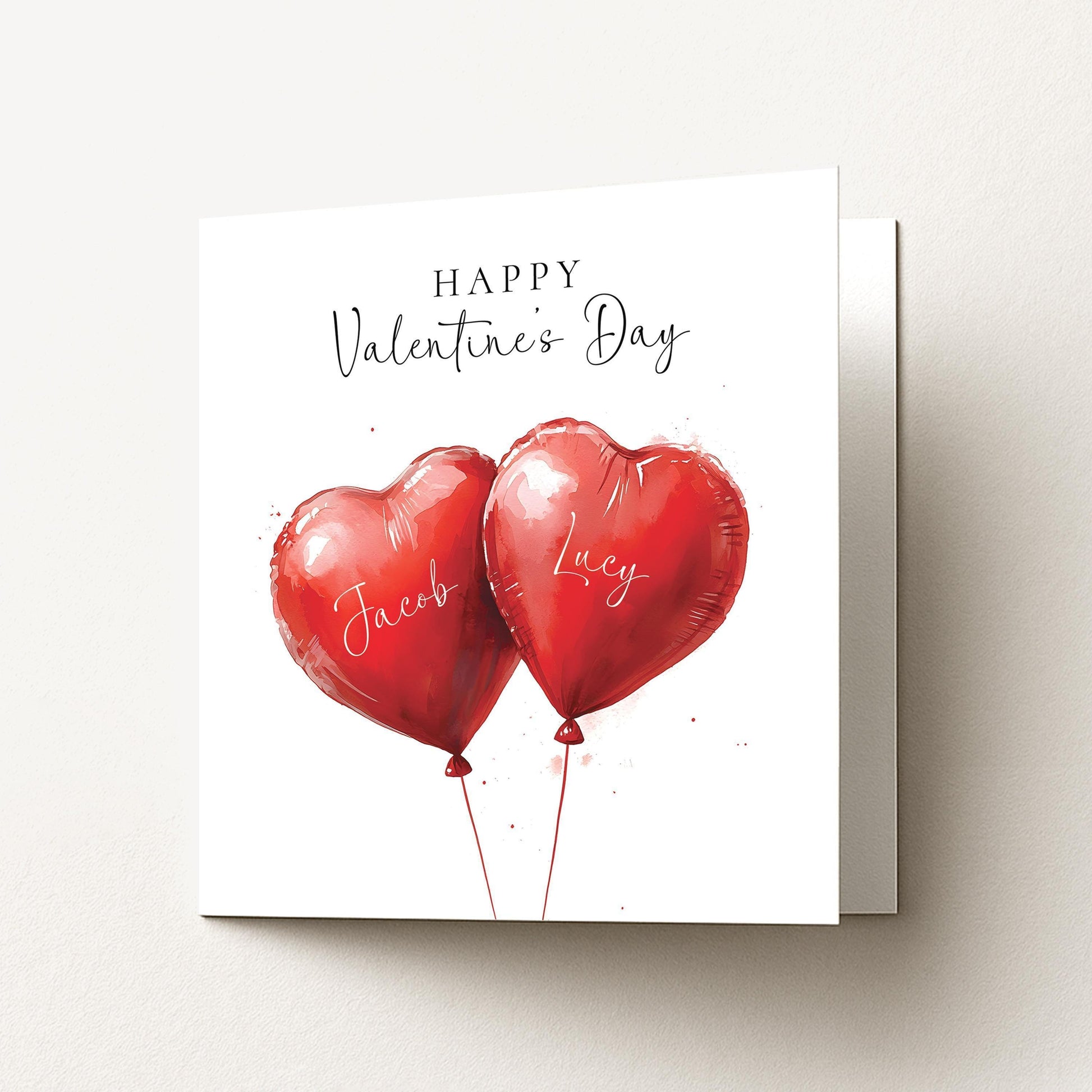 Personalised Valentine Card - Romantic Heart Balloon Design With Envelope
