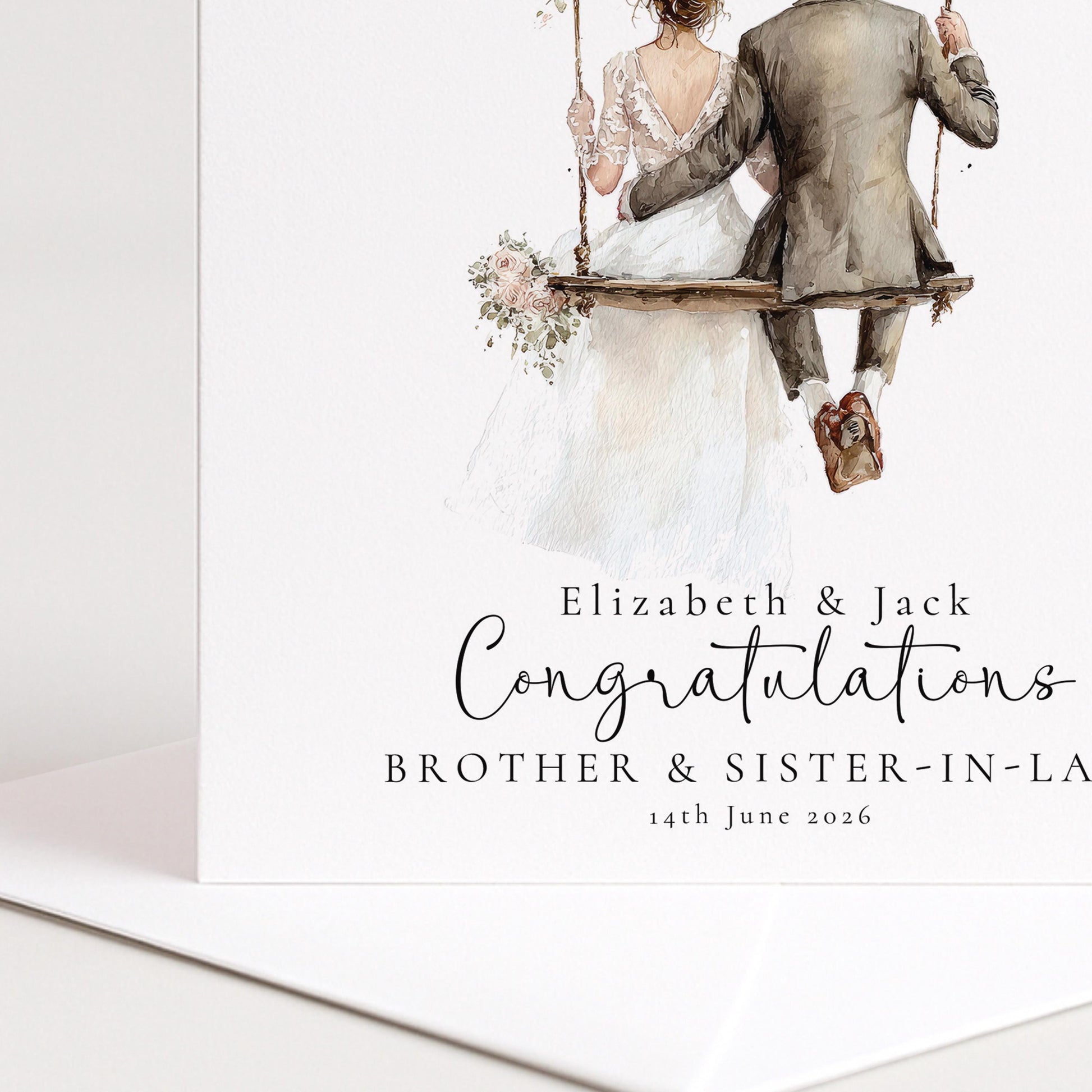 Personalised Wedding Card – Elegant Brother and Sister-in-Law Congratulations Keepsake