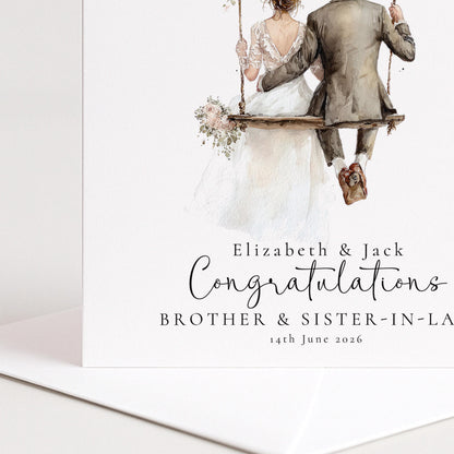 Personalised Wedding Card – Elegant Brother and Sister-in-Law Congratulations Keepsake