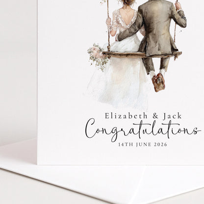 Personalised Wedding Card - Rustic Keepsake With Custom Names & Matte Finish