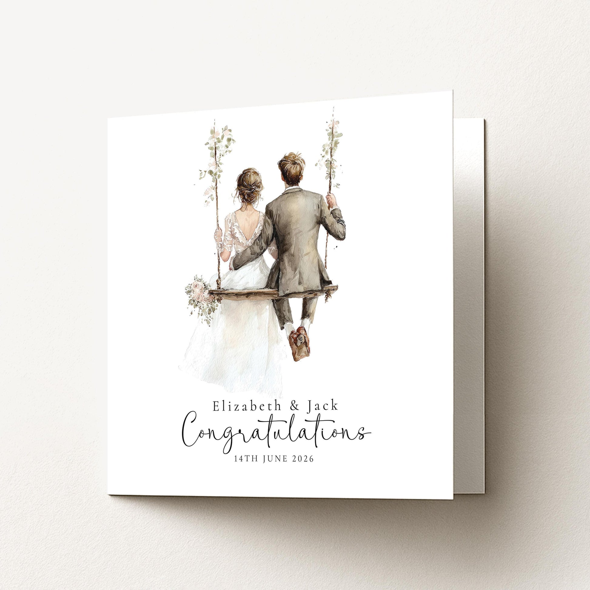 Personalised Wedding Card - Rustic Keepsake With Custom Names & Matte Finish