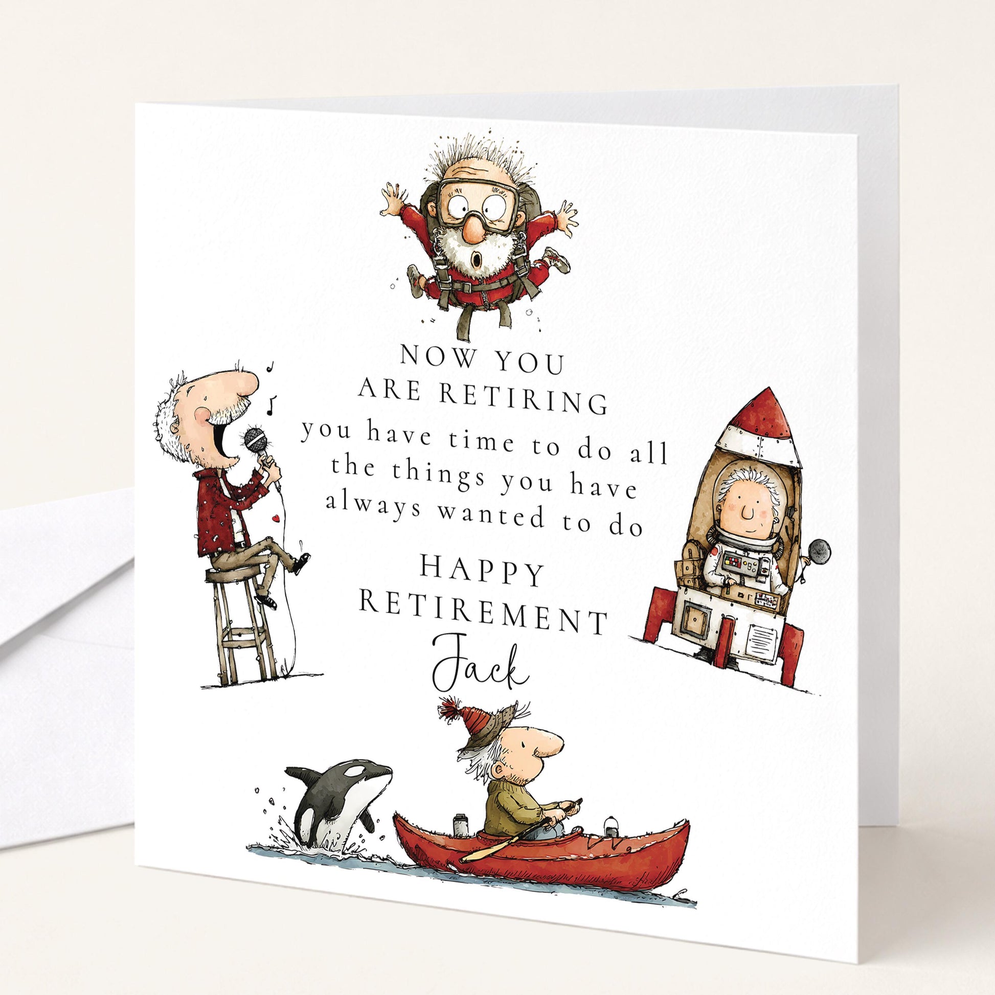 Retirement Card Man - Personalised Funny Retirement Greeting Card With Matte Finish