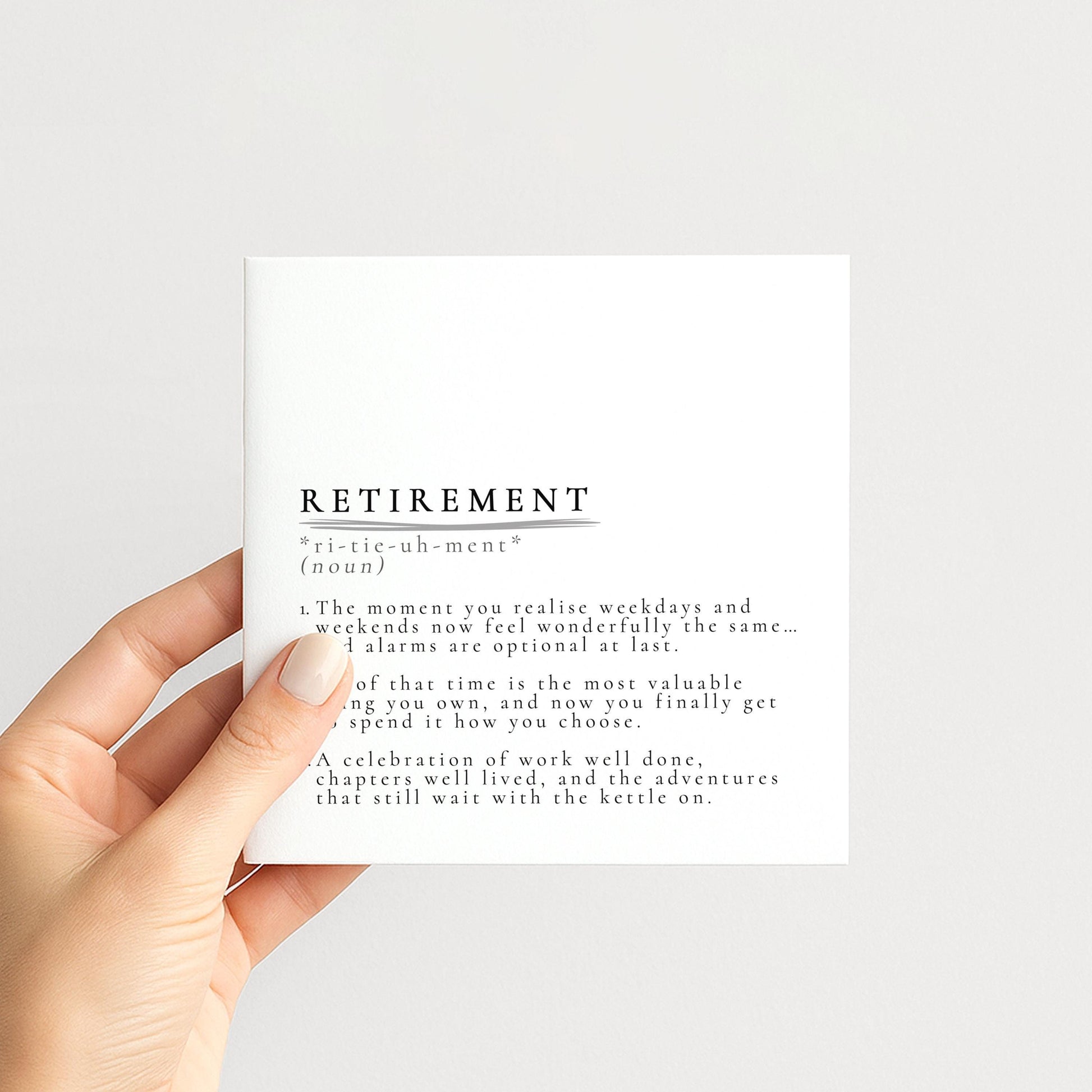 Retirement Definition Card – Minimalist Matte Finish Greeting With Heartfelt Wishes