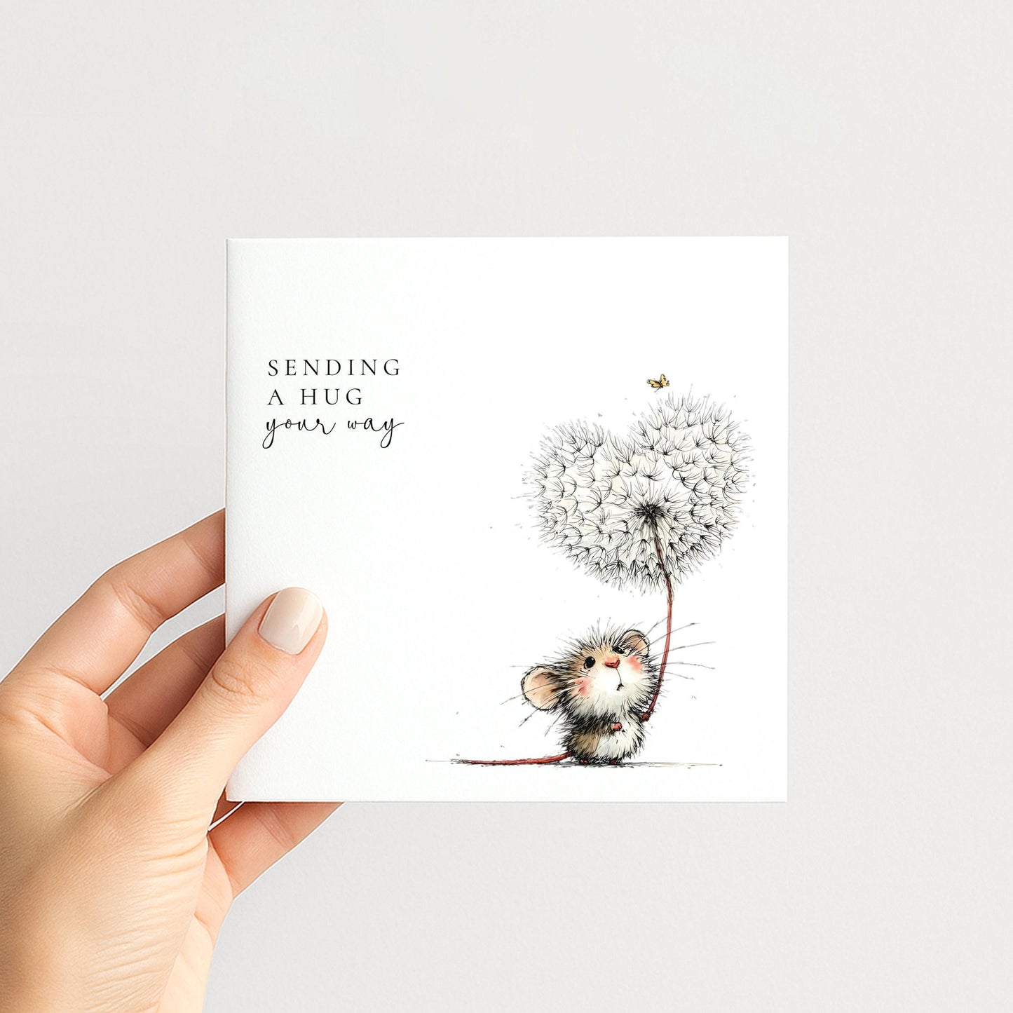 Sending A Hug Card - Comfort Greeting Card With Hand-Drawn Illustration & Matte Finish