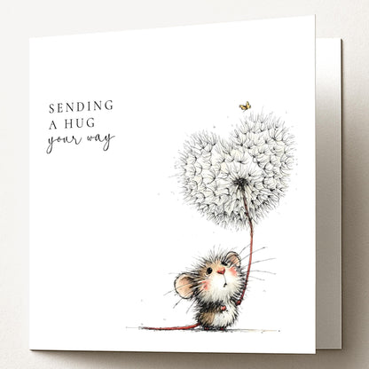 Sending A Hug Card - Comfort Greeting Card With Hand-Drawn Illustration & Matte Finish