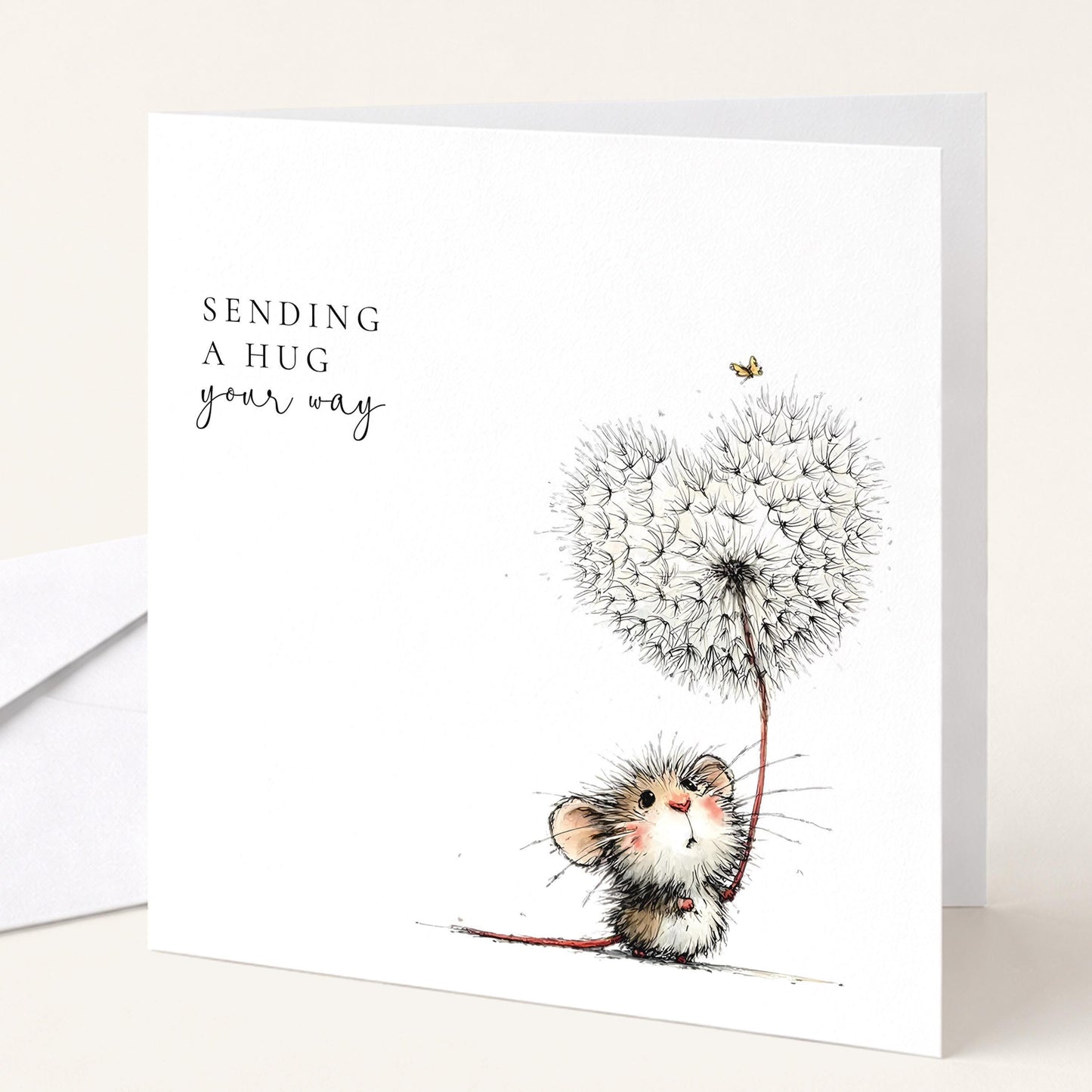 Sending A Hug Card - Comfort Greeting Card With Hand-Drawn Illustration & Matte Finish