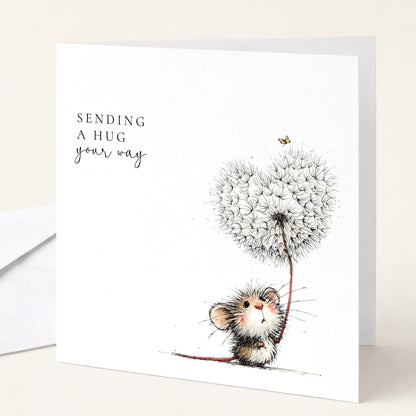 Sending A Hug Card - Comfort Greeting Card With Hand-Drawn Illustration & Matte Finish