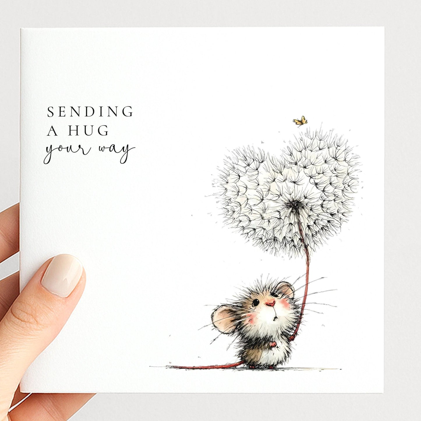 Sending A Hug Card - Comfort Greeting Card With Hand-Drawn Illustration & Matte Finish