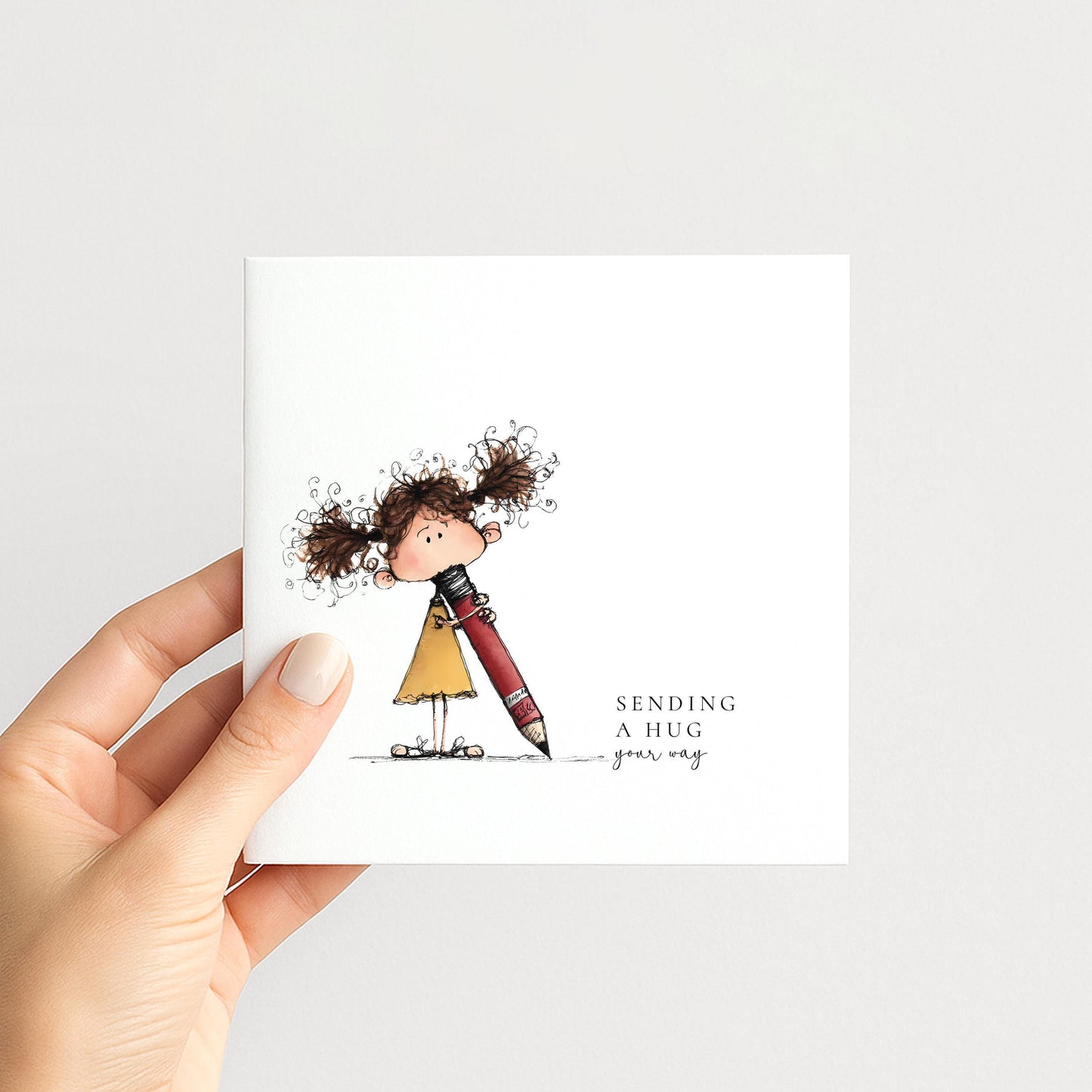 Sending A Hug Card – Comforting Greeting Card With Hand Drawn Design