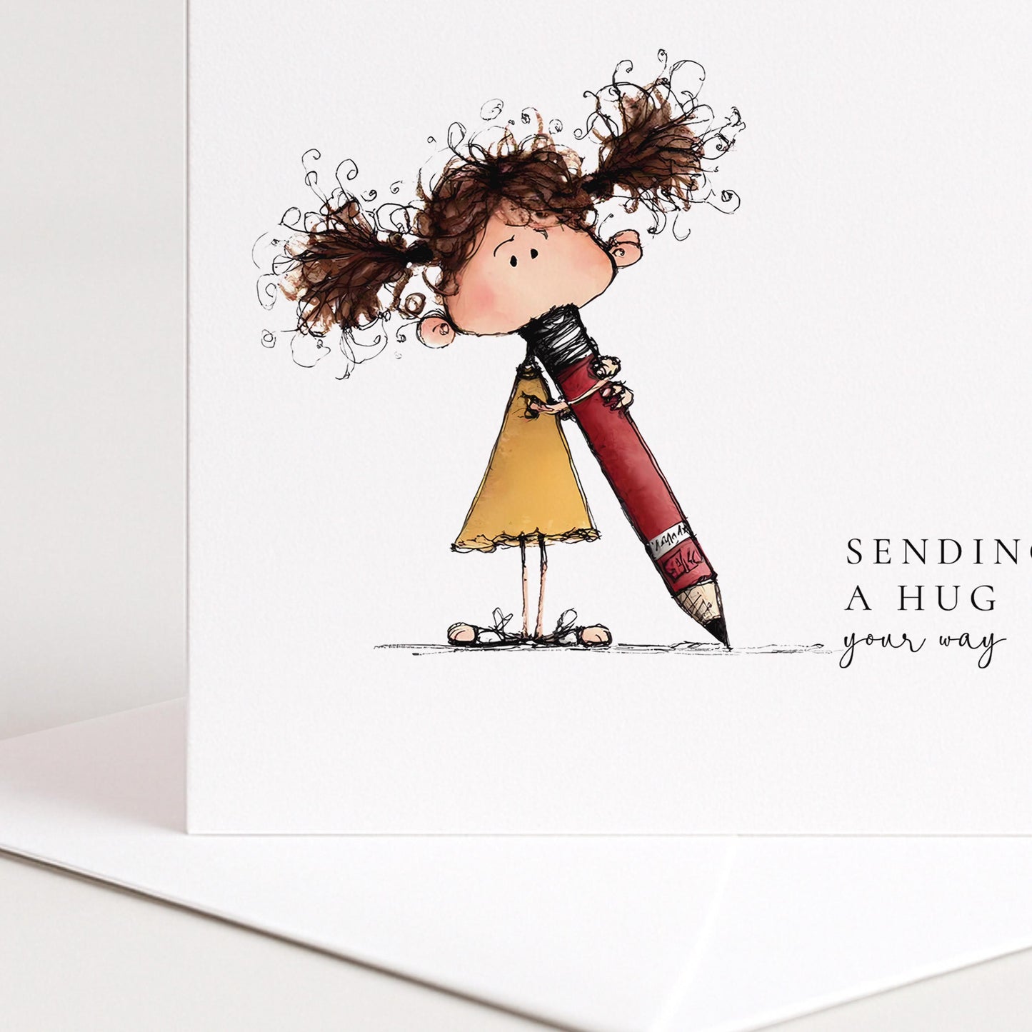 Sending A Hug Card – Comforting Greeting Card With Hand Drawn Design