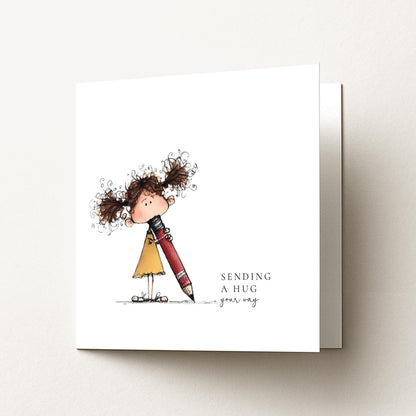 Sending A Hug Card – Comforting Greeting Card With Hand Drawn Design