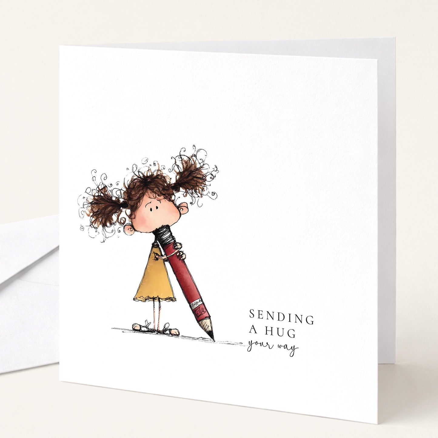 Sending A Hug Card – Comforting Greeting Card With Hand Drawn Design