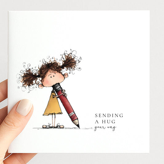 Sending A Hug Card – Comforting Greeting Card With Hand Drawn Design