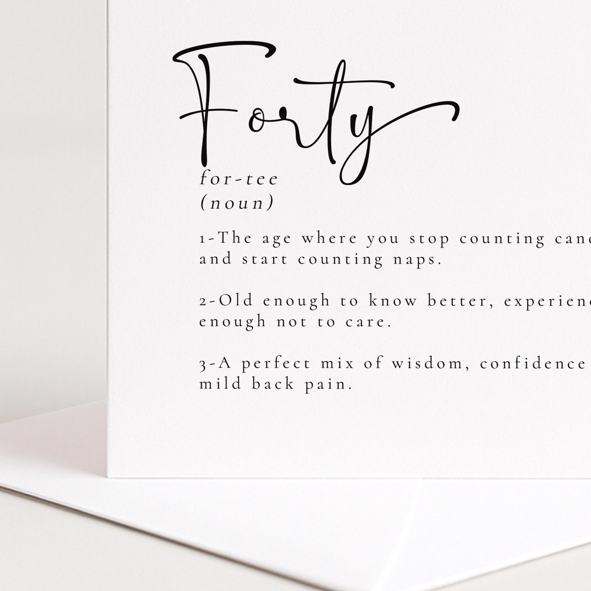 Simple Funny 40th Birthday Card