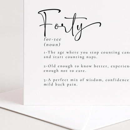 Simple Funny 40th Birthday Card