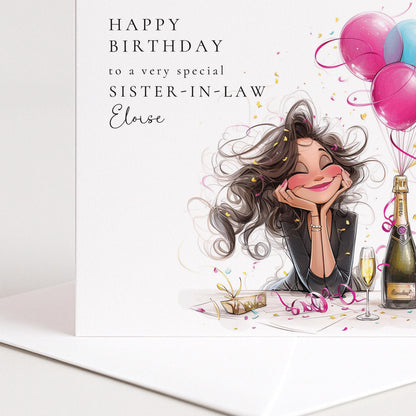 Sister Birthday Card - Personalised Name, Fun Celebration Greeting, Premium Matte