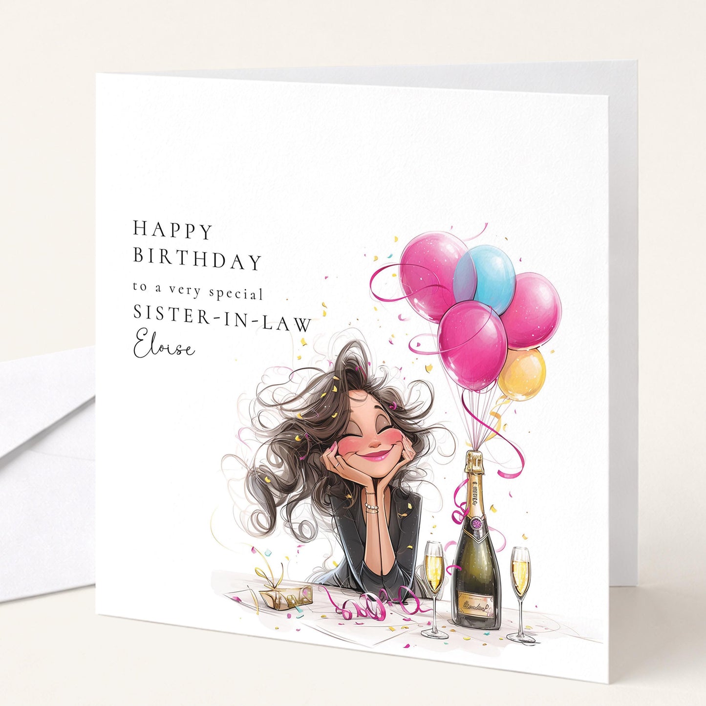 Sister Birthday Card - Personalised Name, Fun Celebration Greeting, Premium Matte