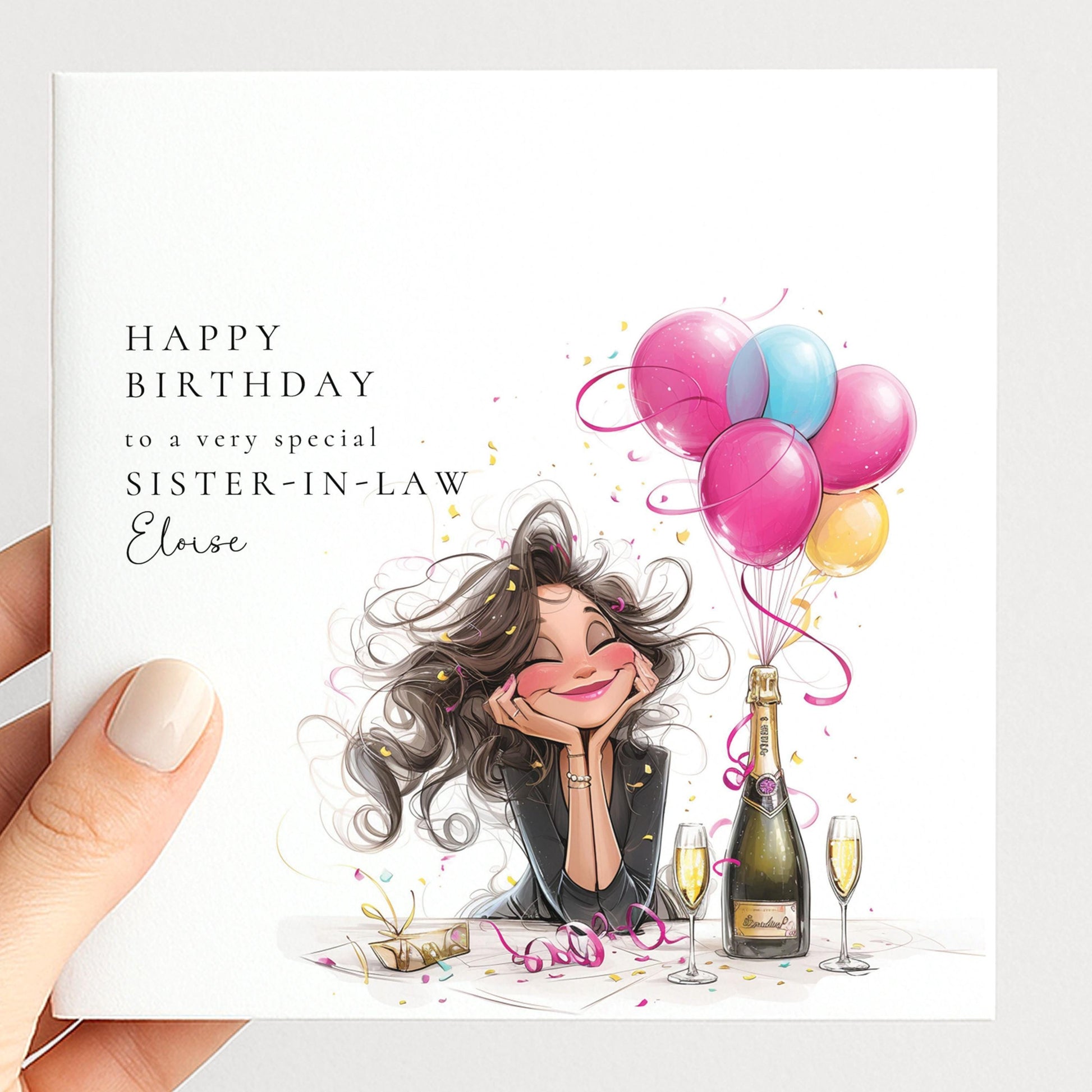 Sister Birthday Card - Personalised Name, Fun Celebration Greeting, Premium Matte