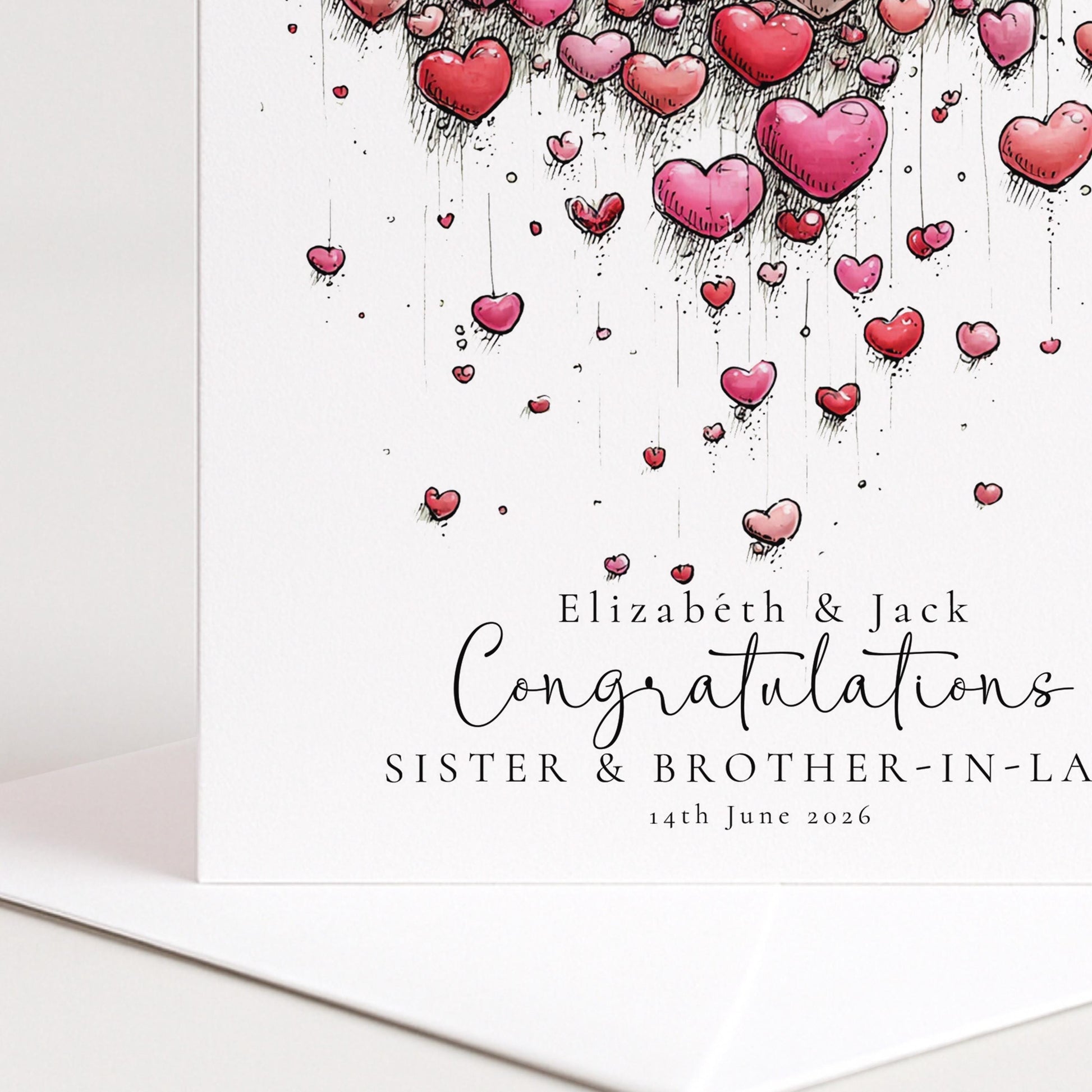Sister Brother In Law Wedding Card – Personalised Elegant Heart Keepsake