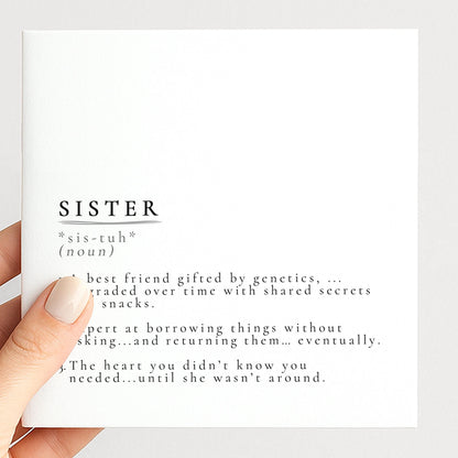 Sister Definition Card – Minimalist Greeting Card With Hand-Drawn Illustration