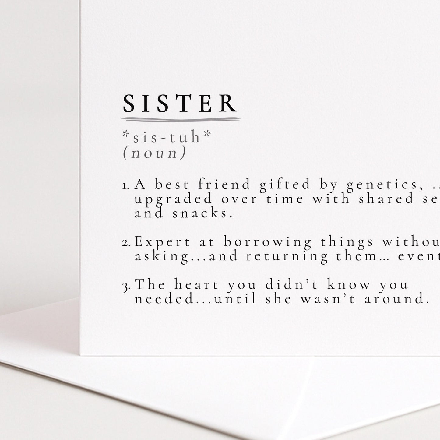 Sister Definition Card – Minimalist Greeting Card With Hand-Drawn Illustration