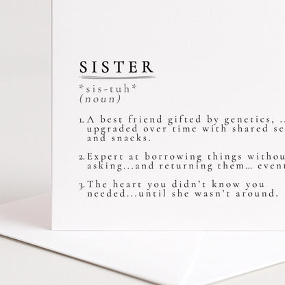 Sister Definition Card – Minimalist Greeting Card With Hand-Drawn Illustration
