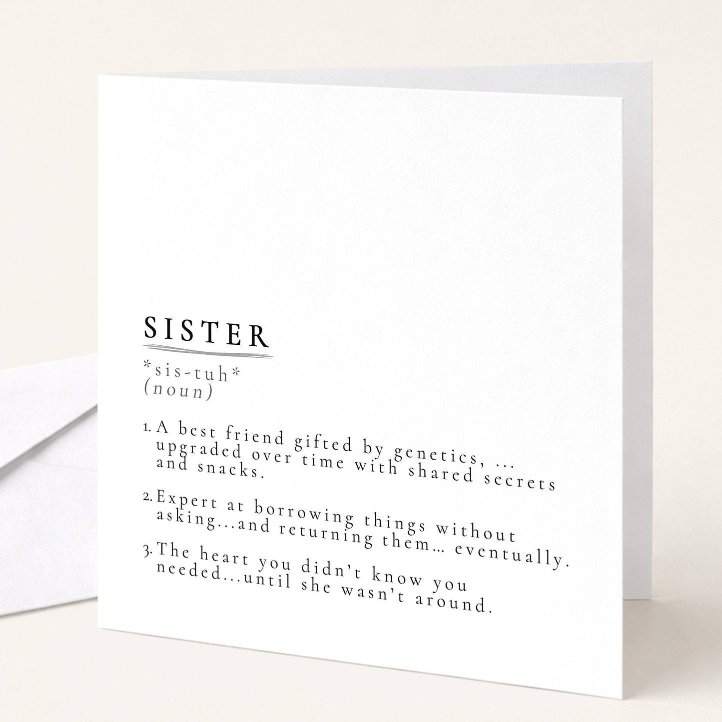 Sister Definition Card – Minimalist Greeting Card With Hand-Drawn Illustration