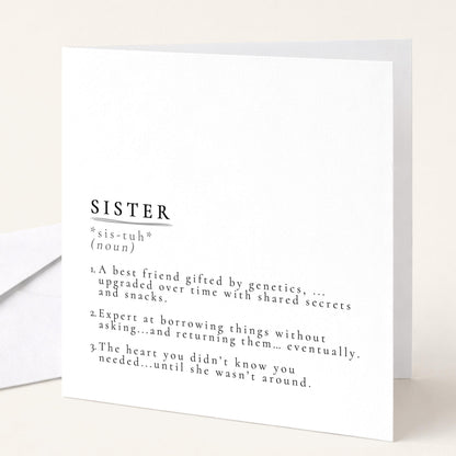 Sister Definition Card – Minimalist Greeting Card With Hand-Drawn Illustration