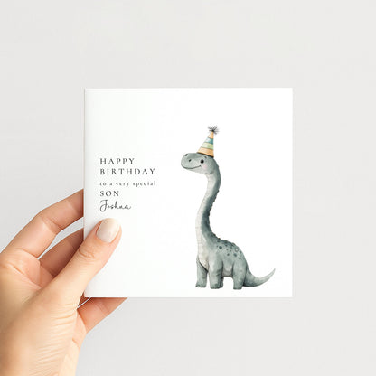 Son Birthday Card - Personalised Highland Cow Card With Glasses & Floral Design