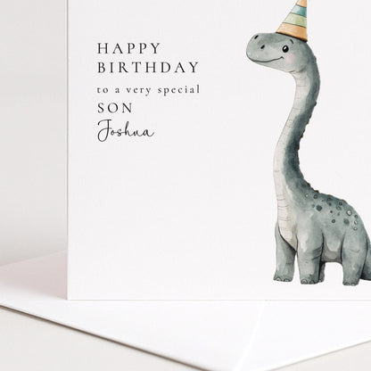 Son Birthday Card - Personalised Highland Cow Card With Glasses & Floral Design
