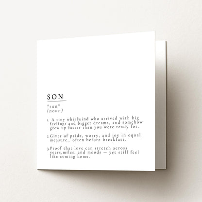 Son Birthday Card – Sentimental Definition Style Minimalist Greeting Card