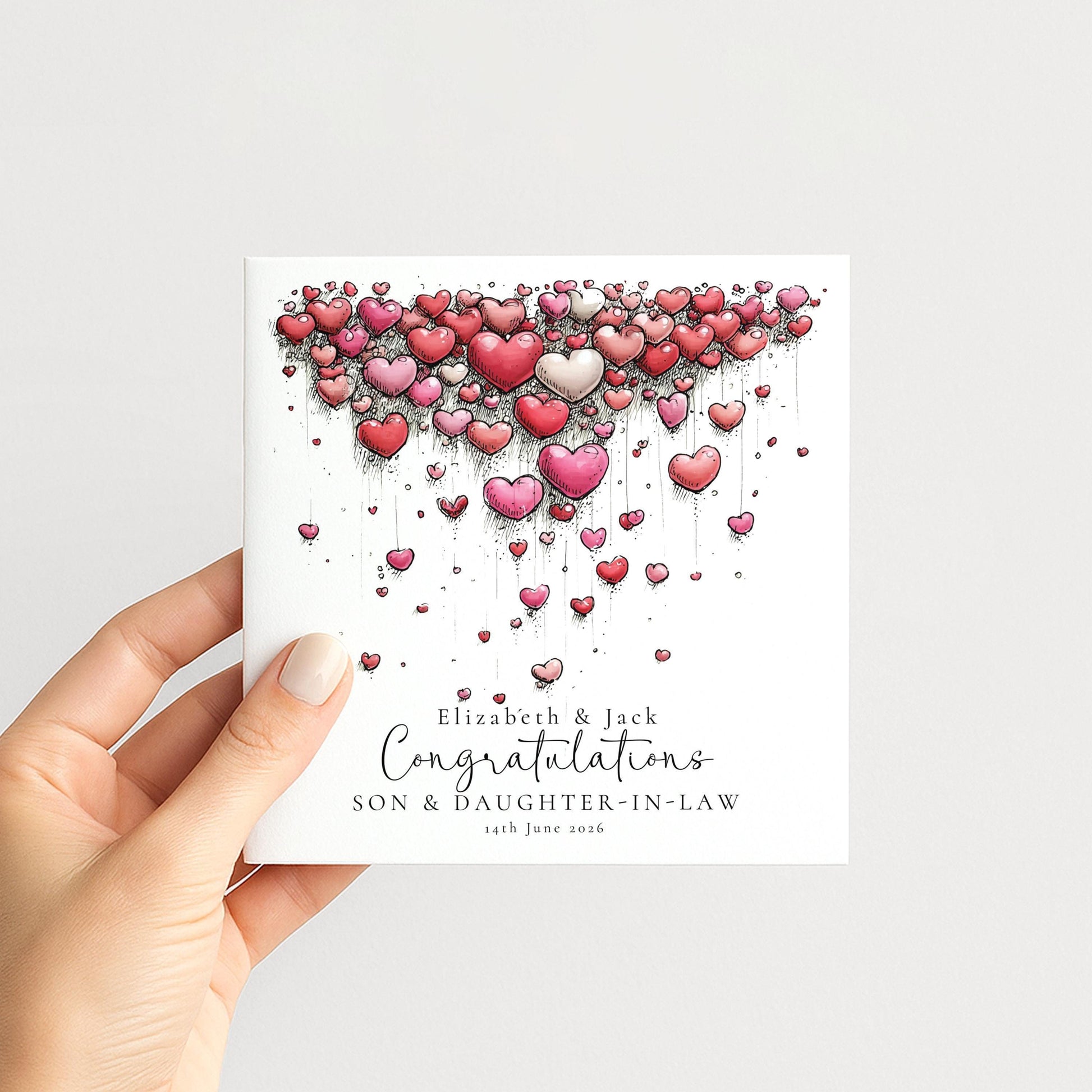 Son Daughter In Law Card – Personalised Wedding Congratulations Card With Heart Design