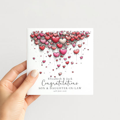 Son Daughter In Law Card – Personalised Wedding Congratulations Card With Heart Design