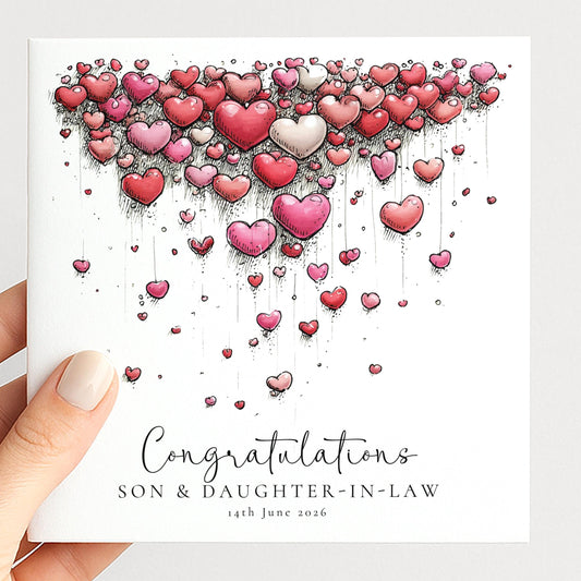 Son Daughter In Law Card – Personalised Wedding Congratulations Card With Heart Design