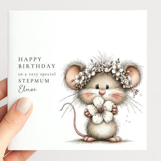 Stepmum Birthday Card – Personalised Custom Name Greeting Card